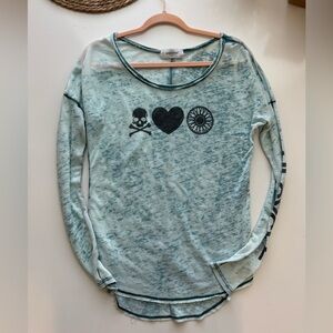Soulcycle‎ Tie Dye Burnout Soul Skeleton Long Sleeve Top Size XS
